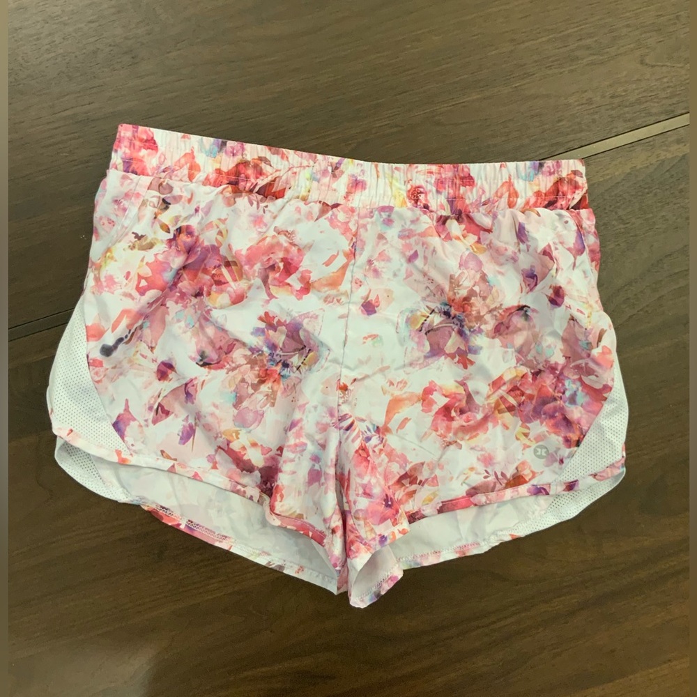 RBX Pink and White Athletic Shorts with Floral Design
